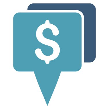 Banka harita işaretçiler düz glif simgesi