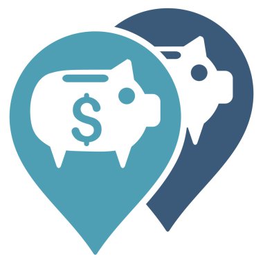 Banka harita işaretçiler düz glif simgesi