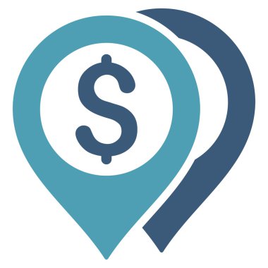 Doları banka işaretleri düz glif simgesi