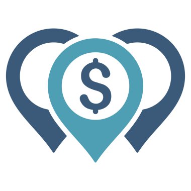 Doları harita işaretçiler düz glif simgesi