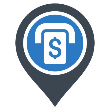 ATM harita işaretleyici düz glif simgesi