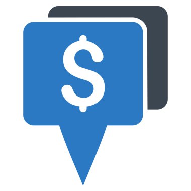 Banka harita işaretçiler düz glif simgesi