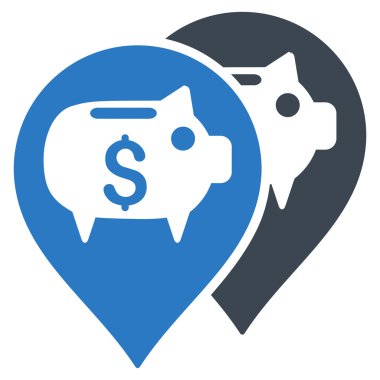 Banka harita işaretçiler düz glif simgesi