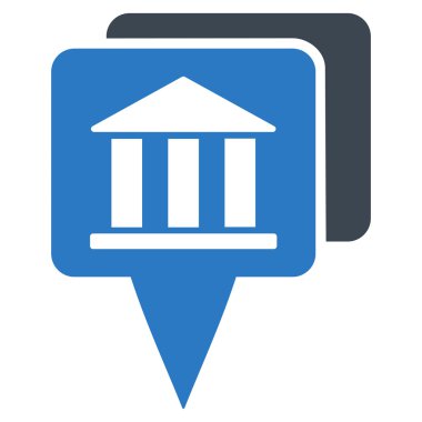 Banka harita işaretçiler düz glif simgesi