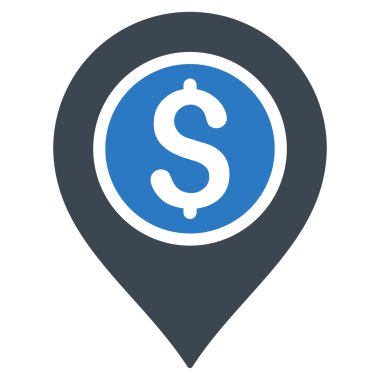 Doları banka işaretçi düz glif simgesi