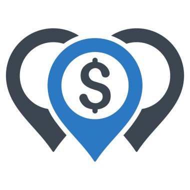 Doları harita işaretçiler düz glif simgesi