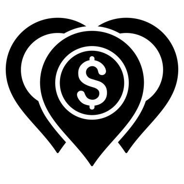 Doları harita işaretleri düz glif simgesi