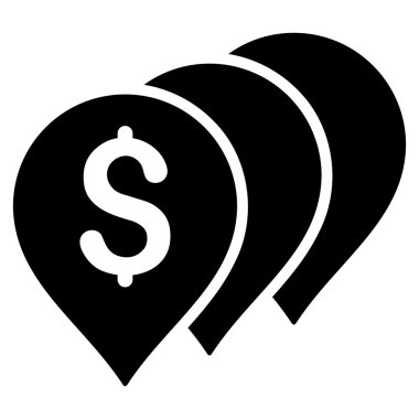 Para harita işaretçiler düz glif simgesi