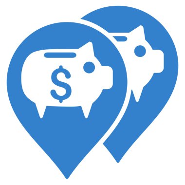 Banka harita işaretçiler düz glif simgesi