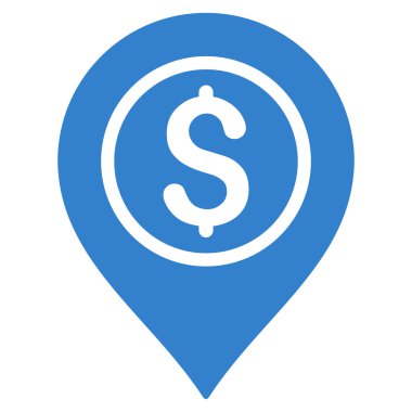 Doları banka işaretçi düz glif simgesi