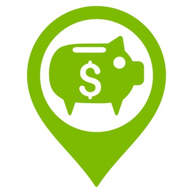 Banka harita işaretleyici düz glif simgesi