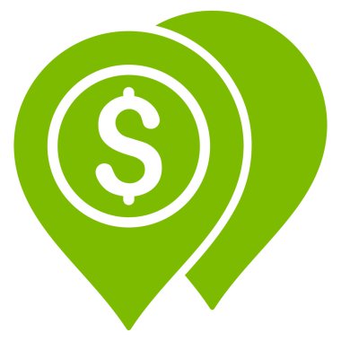 Banka harita işaretçiler düz glif simgesi