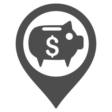 Banka harita işaretleyici düz glif simgesi