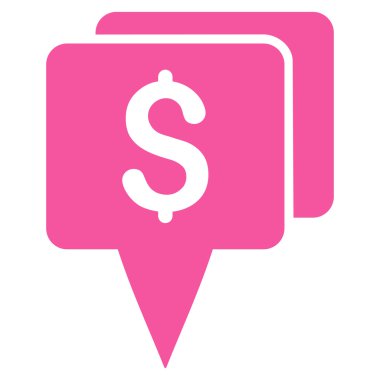 Banka harita işaretçiler düz glif simgesi