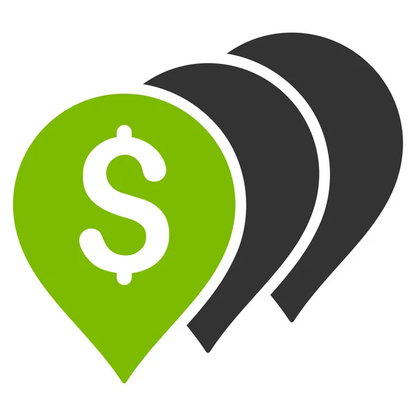 Money Map Pointers Flat Glyph Icon — Stock Photo, Image