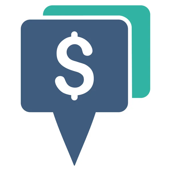 Bank Map Pointers Flat Glyph Icon — Stock Photo, Image