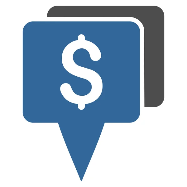 Bank Map Pointers Flat Glyph Icon — Stock Photo, Image