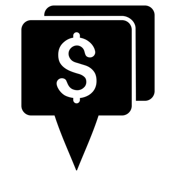 Bank mapę Wskaźniki glifów płaskie ikona — Zdjęcie stockowe