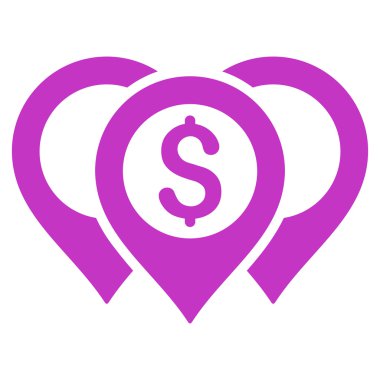 Doları harita işaretçiler düz glif simgesi