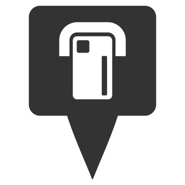 ATM Terminal harita işaretçi düz glif simgesi