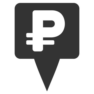 Rouble Map Pointer Flat Vector Icon