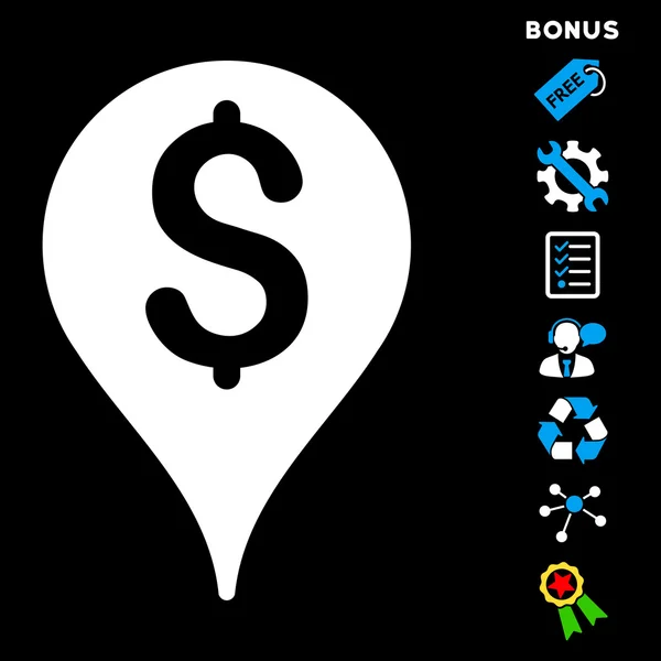 Bank Map Маркер Плоска піктограма Гліфа з бонусом — стокове фото