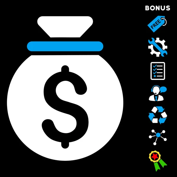 Money Bag Flat Glyph Icon With Bonus — Stock Photo, Image