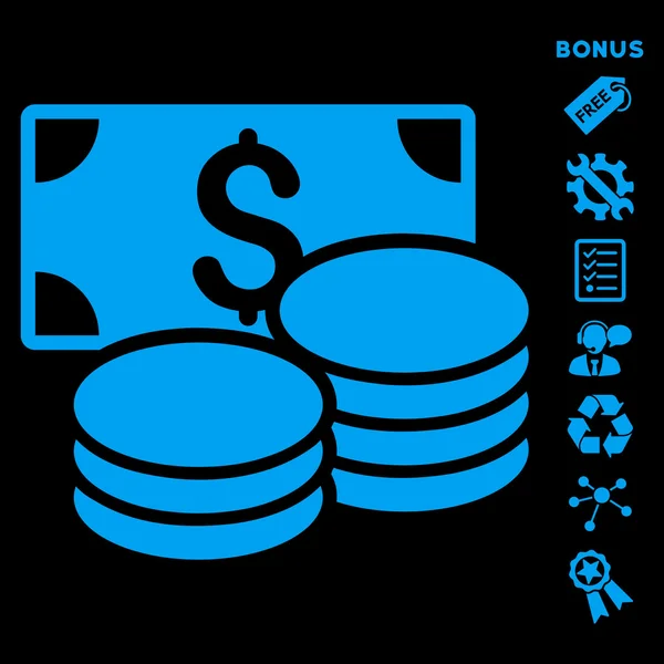 Cash platte Glyph pictogram met Bonus — Stockfoto