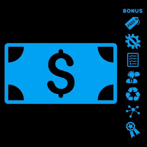 Dolar z płaskim banknot glifów ikona z Bonus — Zdjęcie stockowe