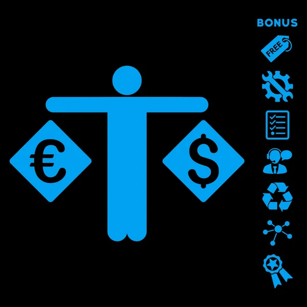Valuta kereskedő lapos karakterjel ikon bónusz — Stock Fotó