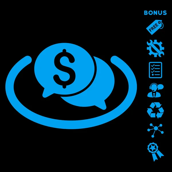 Ikona płaskie glifów obszaru finansowego Czat z Bonus — Zdjęcie stockowe