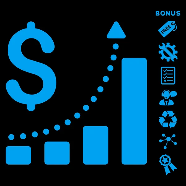 Sales Growth Flat Glyph Icon With Bonus