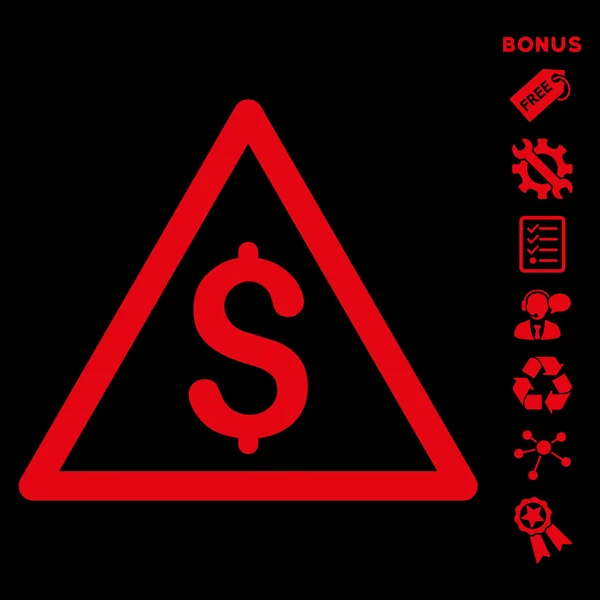 Pieniądze ostrzeżenie ikona płaskie glif z Bonus — Zdjęcie stockowe