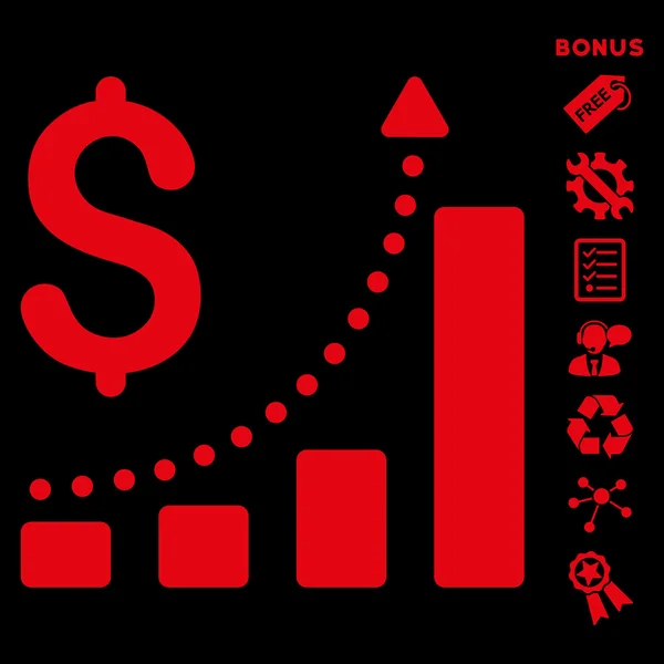 Sales Growth Flat Glyph Icon With Bonus — Stock Photo, Image