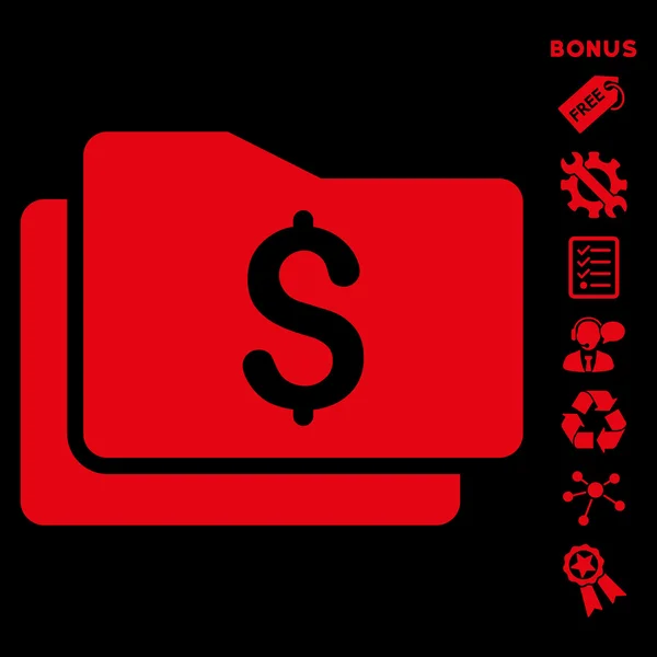 Portfel płaskie glifów ikona z Bonus — Zdjęcie stockowe