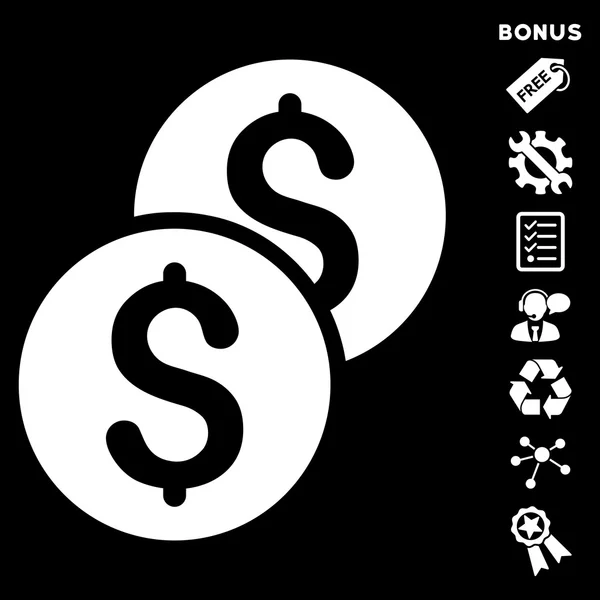 Ikona płaskie glifów monety z Bonus — Zdjęcie stockowe