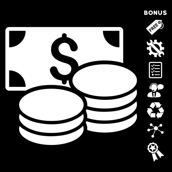 Bargeld-Flat-Glyph-Symbol mit Bonus — Stockfoto