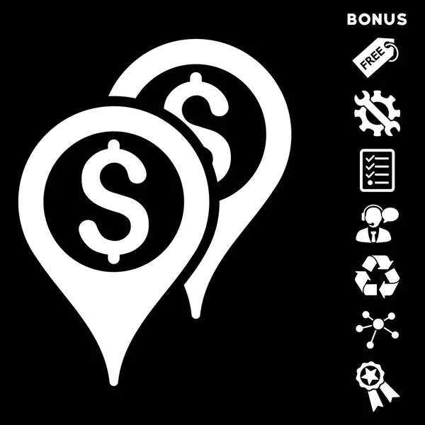 Finanzkarte zeigt flaches Glyphen-Symbol mit Bonus — Stockfoto