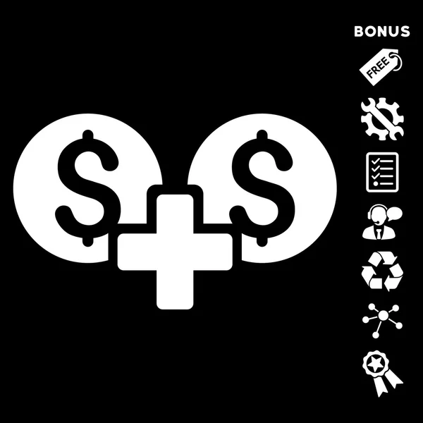 Pénzügyi összeg lapos karakterjel ikon bónusz — Stock Fotó