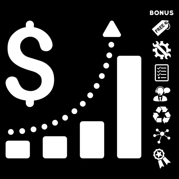 Sales Growth Flat Glyph Icon With Bonus — Stock Photo, Image