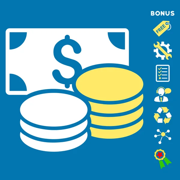 Cash Flat Glyph Icon With Bonus — Stock Photo, Image