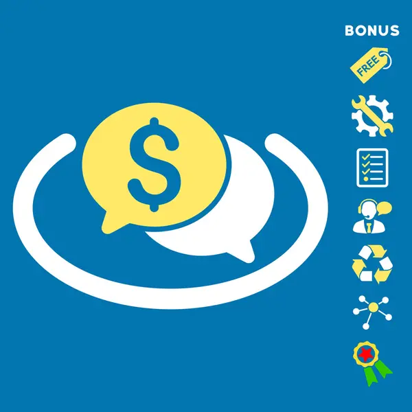 Finanz-Chat-Bereich flaches Glyphen-Symbol mit Bonus — Stockfoto