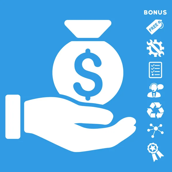 Investition Hand flache Glyphen-Symbol mit Bonus — Stockfoto