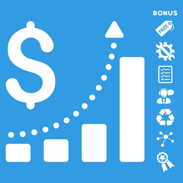 Icono de glifo plano de crecimiento de ventas con bono — Foto de Stock