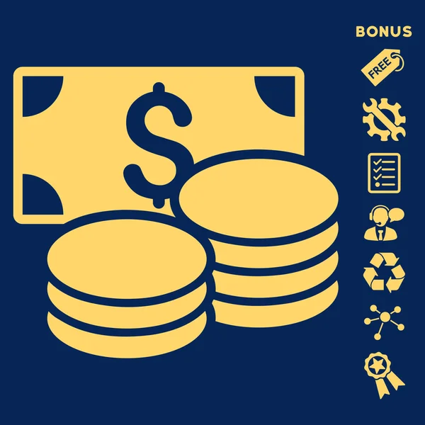Cash Flat Glyph Icon With Bonus — Stock Photo, Image
