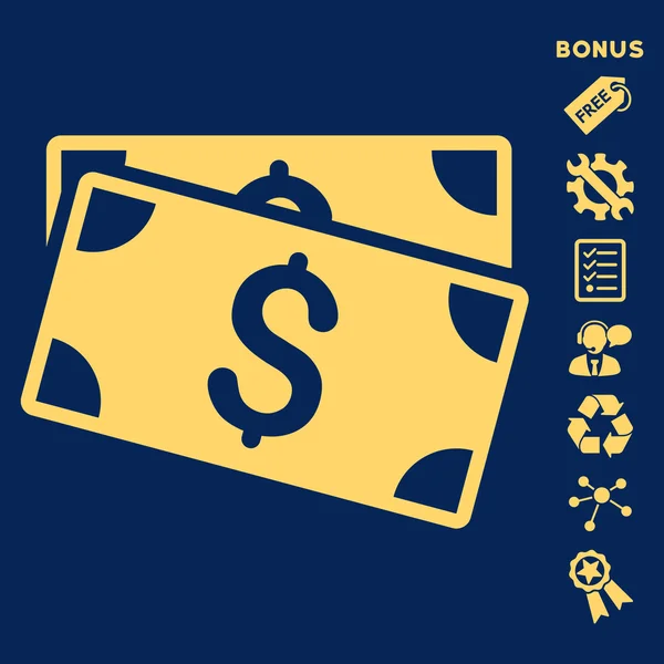 Dollar Banknotes Flat Glyph Icon With Bonus — Stock Photo, Image