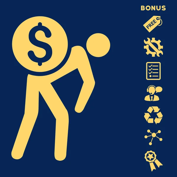 Finanzkurier flache Glyphen-Ikone mit Bonus — Stockfoto