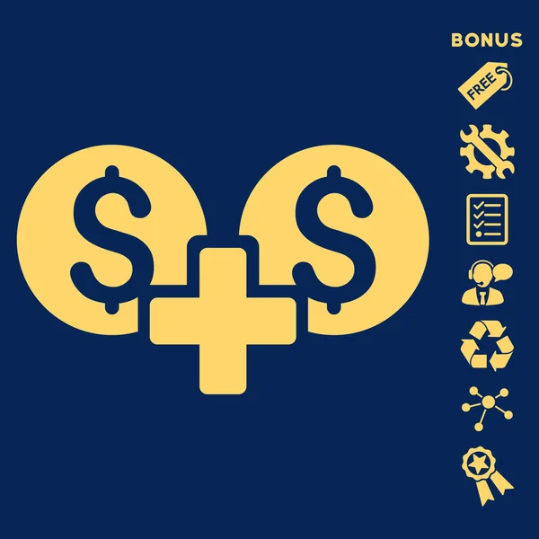 Suma finansowych płaskie glifów ikona z Bonus — Zdjęcie stockowe