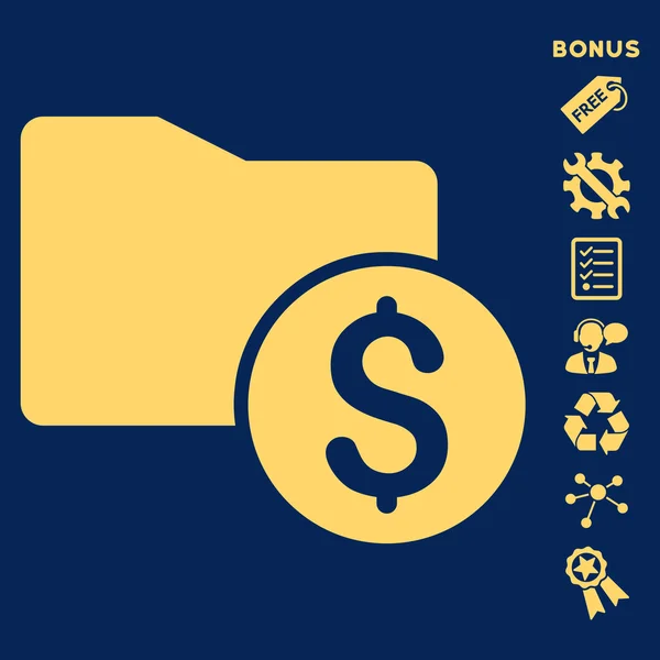 Ikonę płaskie glifów folderu pieniądze z bonusu — Zdjęcie stockowe
