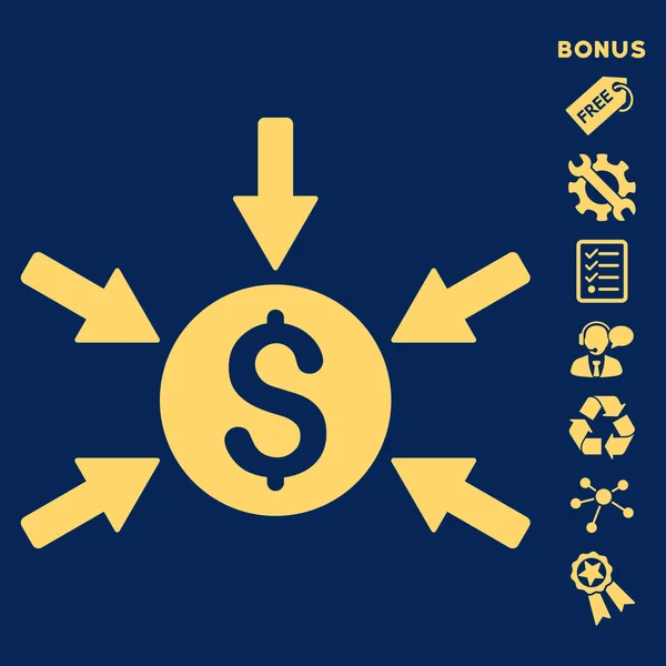 Icono de Glyph plano de ingresos de dinero con bono — Foto de Stock